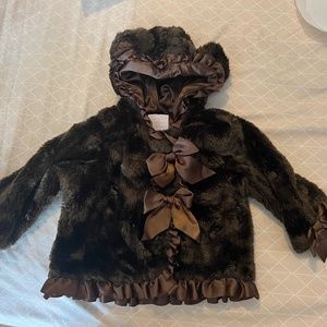 SIZE 12-18 MONTHS MUDD PIE BIG SOFT BEAR WINTER COAT BROWN BABY GIRLS  LOT1287